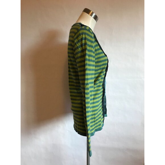 Matilda Jane Green & Blue Striped Cardigan W/ Lace, Size Small (US) - Picture 5 of 10